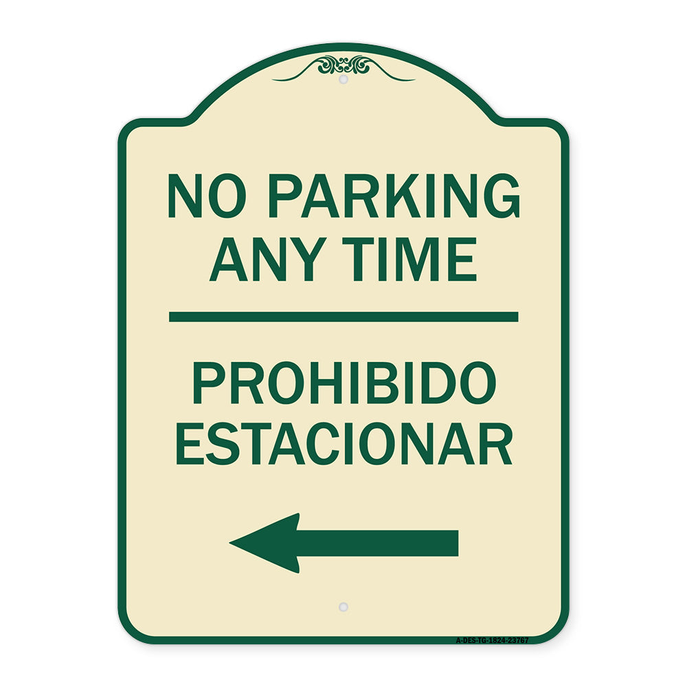 No Parking Anytime Prohibido Estacionar (With Left Arrow)
