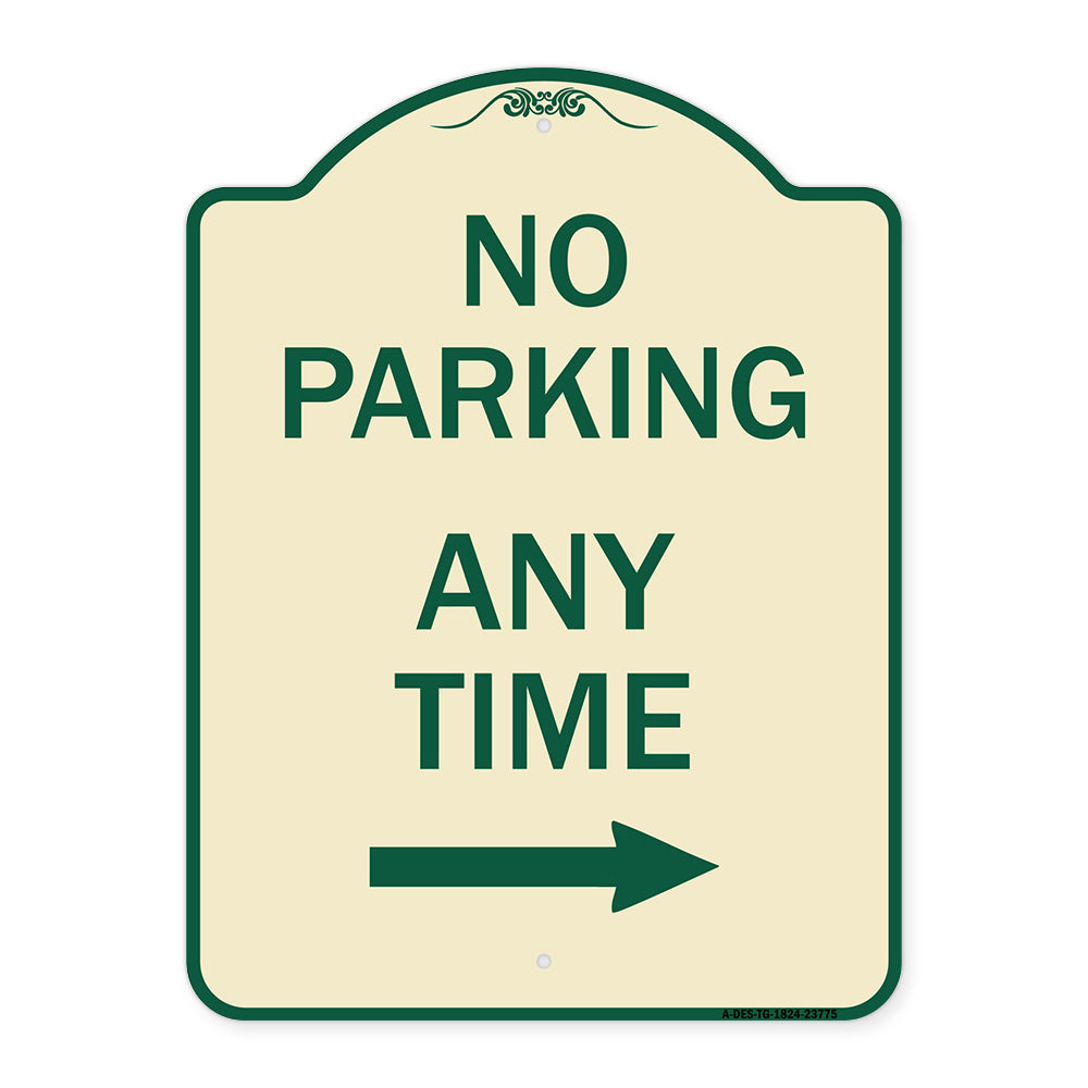 No Parking Anytime with Right Arrow