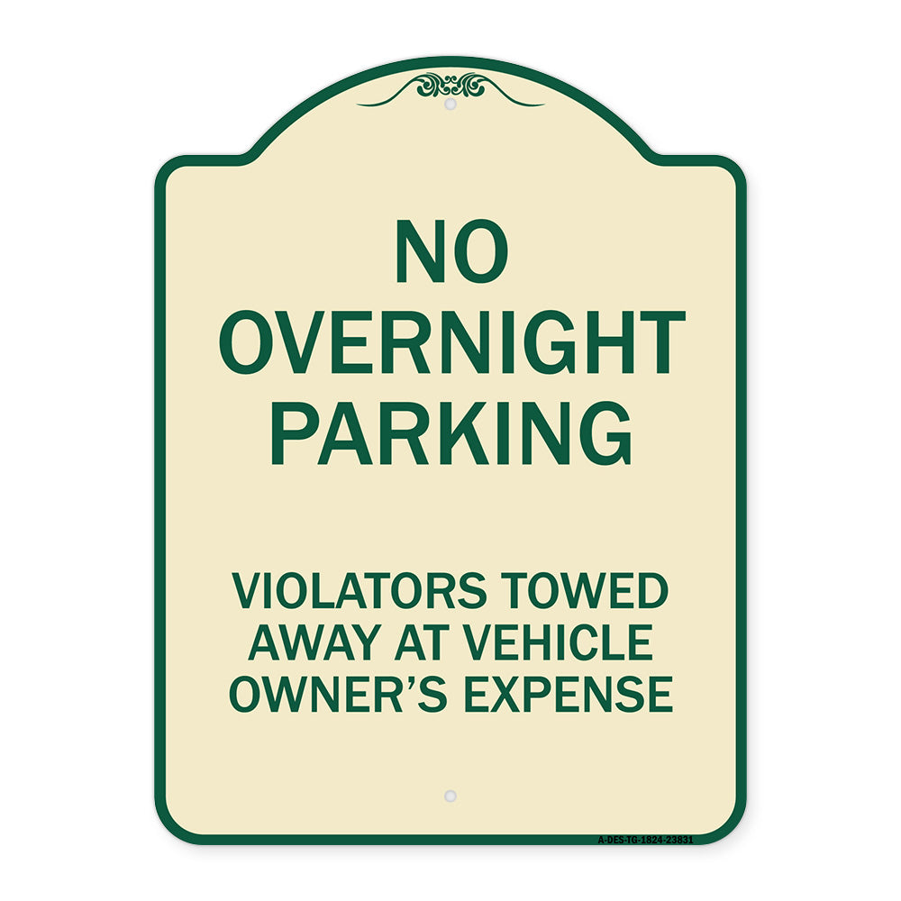 No Overnight Parking Violators Towed Away at Vehicle Owner's Expense