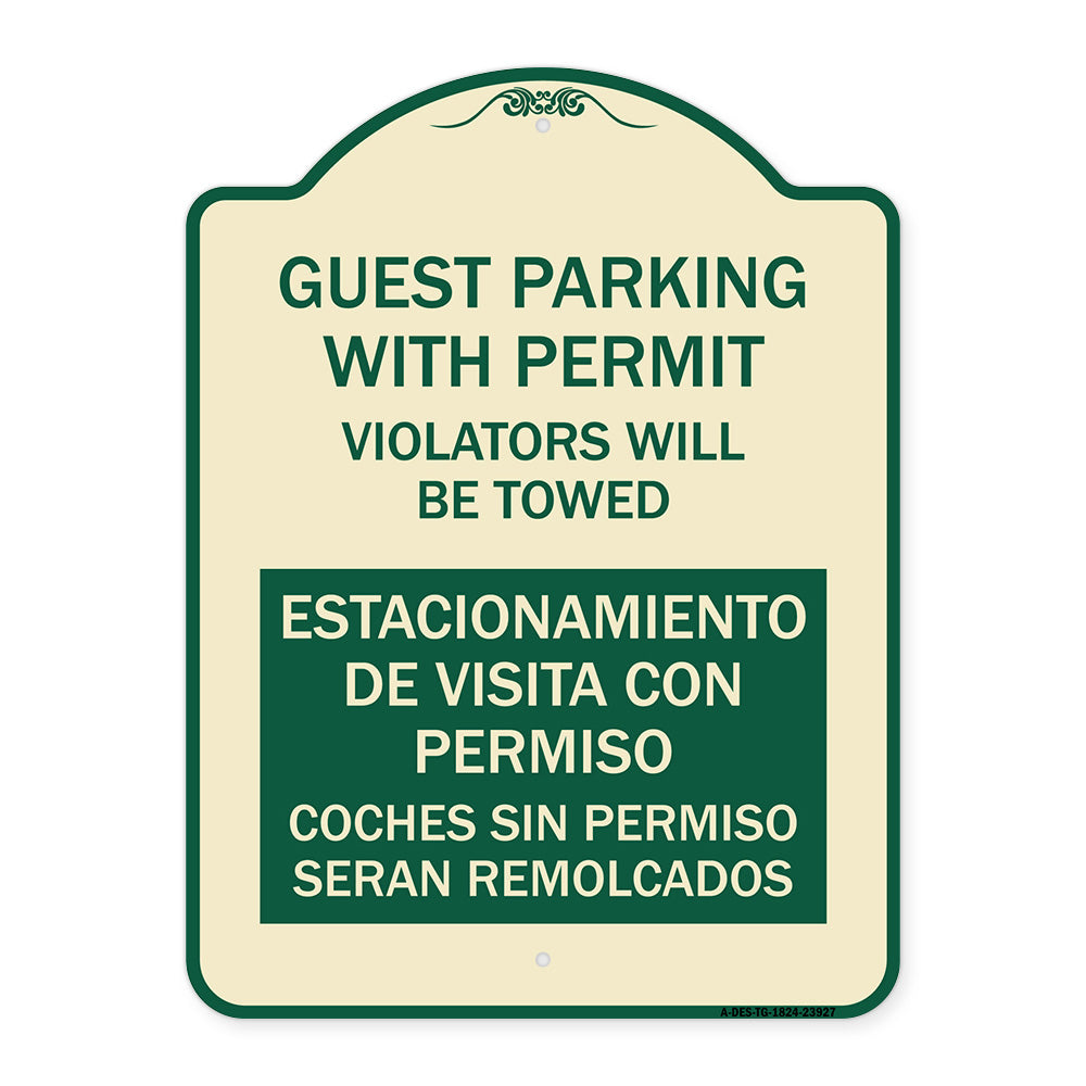 Guest Parking with Permit Violators Will Be Towed Estacionamento De Visita Con Permiso Coches Sin Permiso Seran Remolcadoa