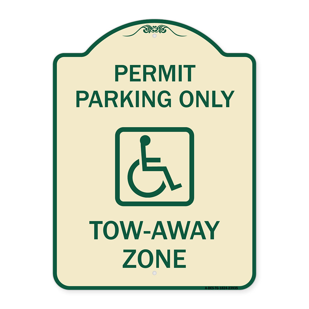Georgia ADA Handicapped Parking Sign Accessible Permit Parking Only Tow-Away Zone with Symbol