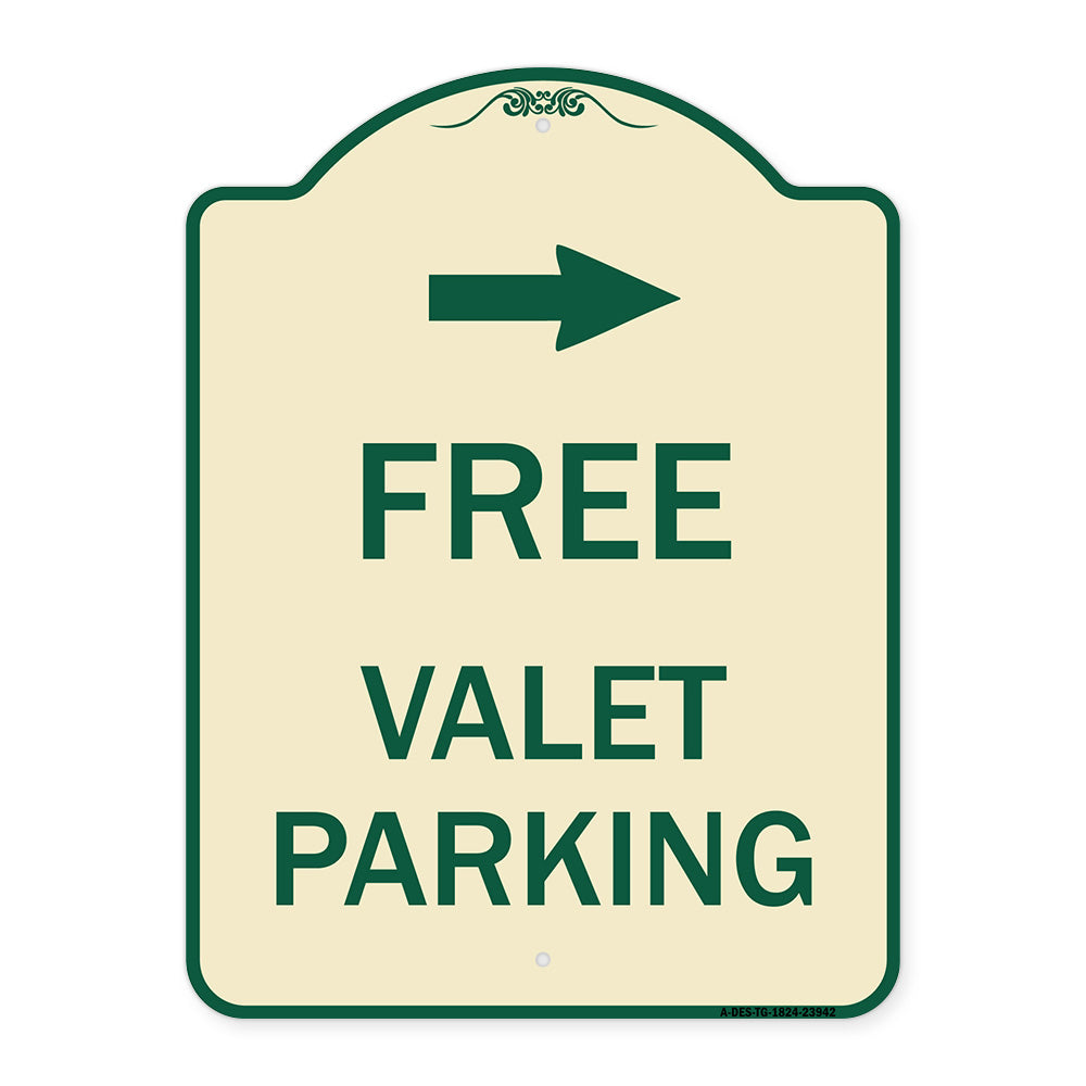 Free Valet Parking with Right Arrow