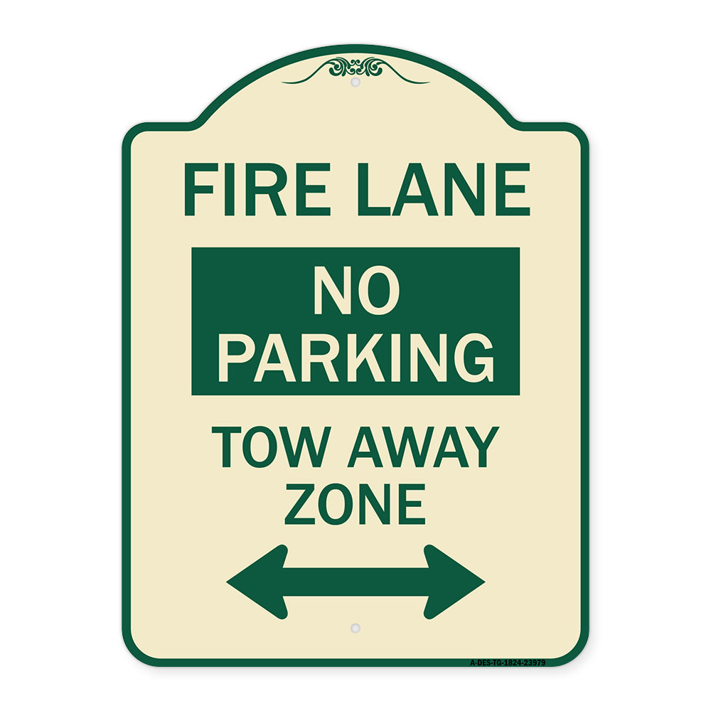 Fire Lane Tow-Away Zone with Bidirectional Arrow