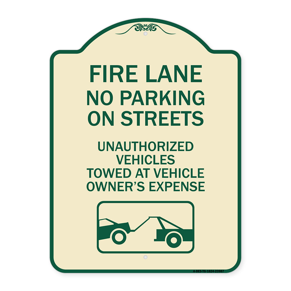 Fire Lanes No Parking on Streets Unauthorized Vehicles Towed at Owner Expense with Graphic