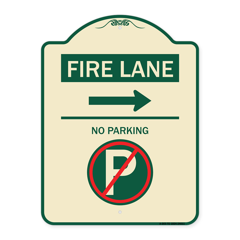 Fire Lane - No Parking (With No Parking Symbol and Right Arrow)