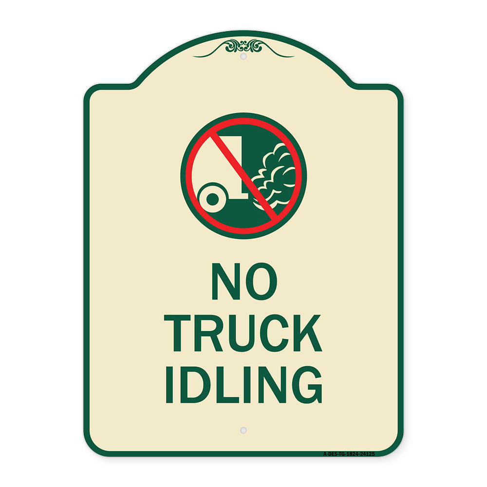 Driveway Sign No Truck Idling with Graphic