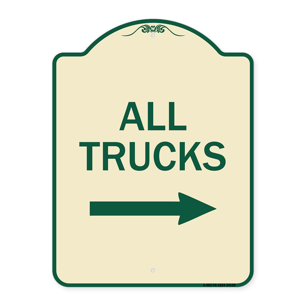 Driveway Sign All Trucks with Right Arrow