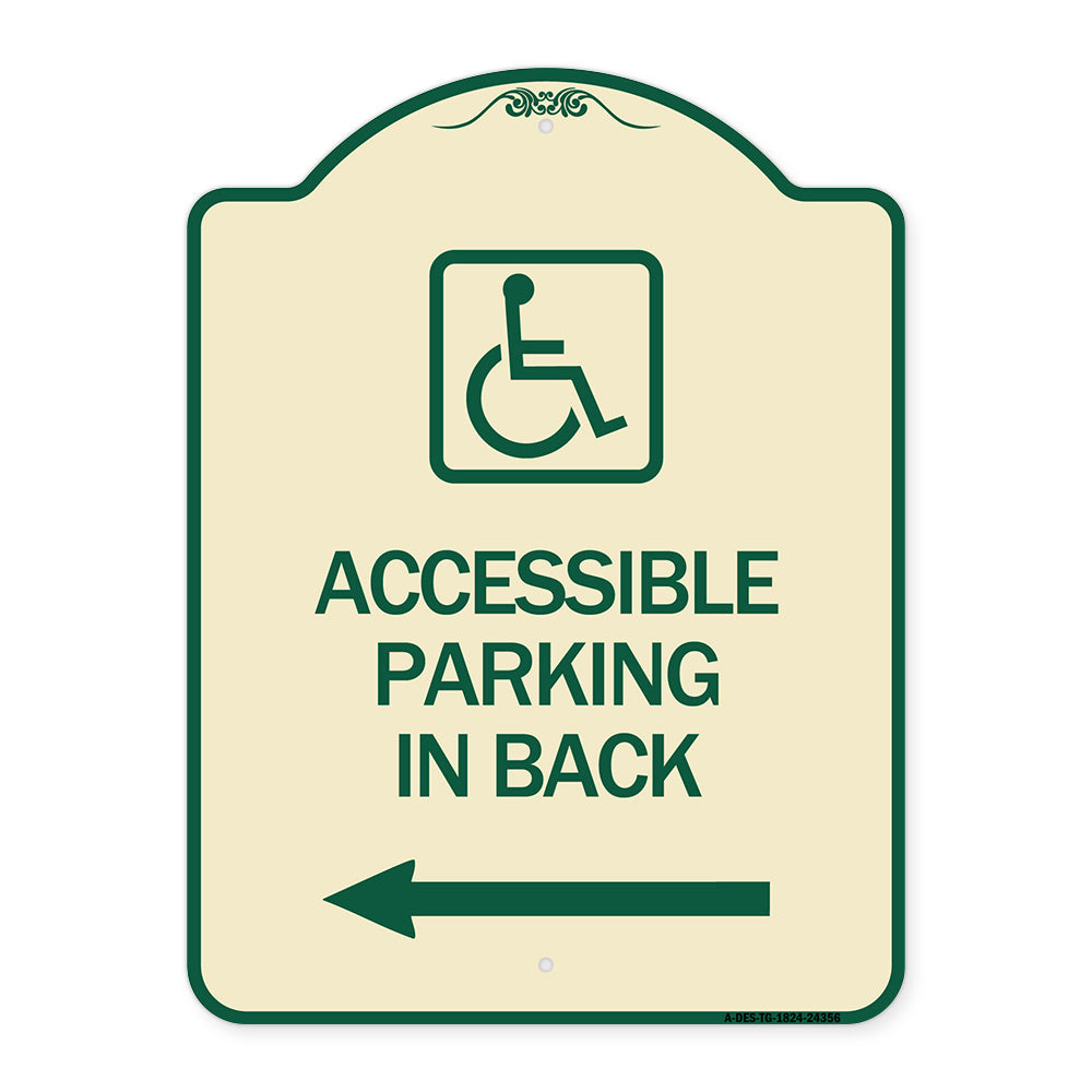 Accessible Parking on Left Arrow (With Graphic)