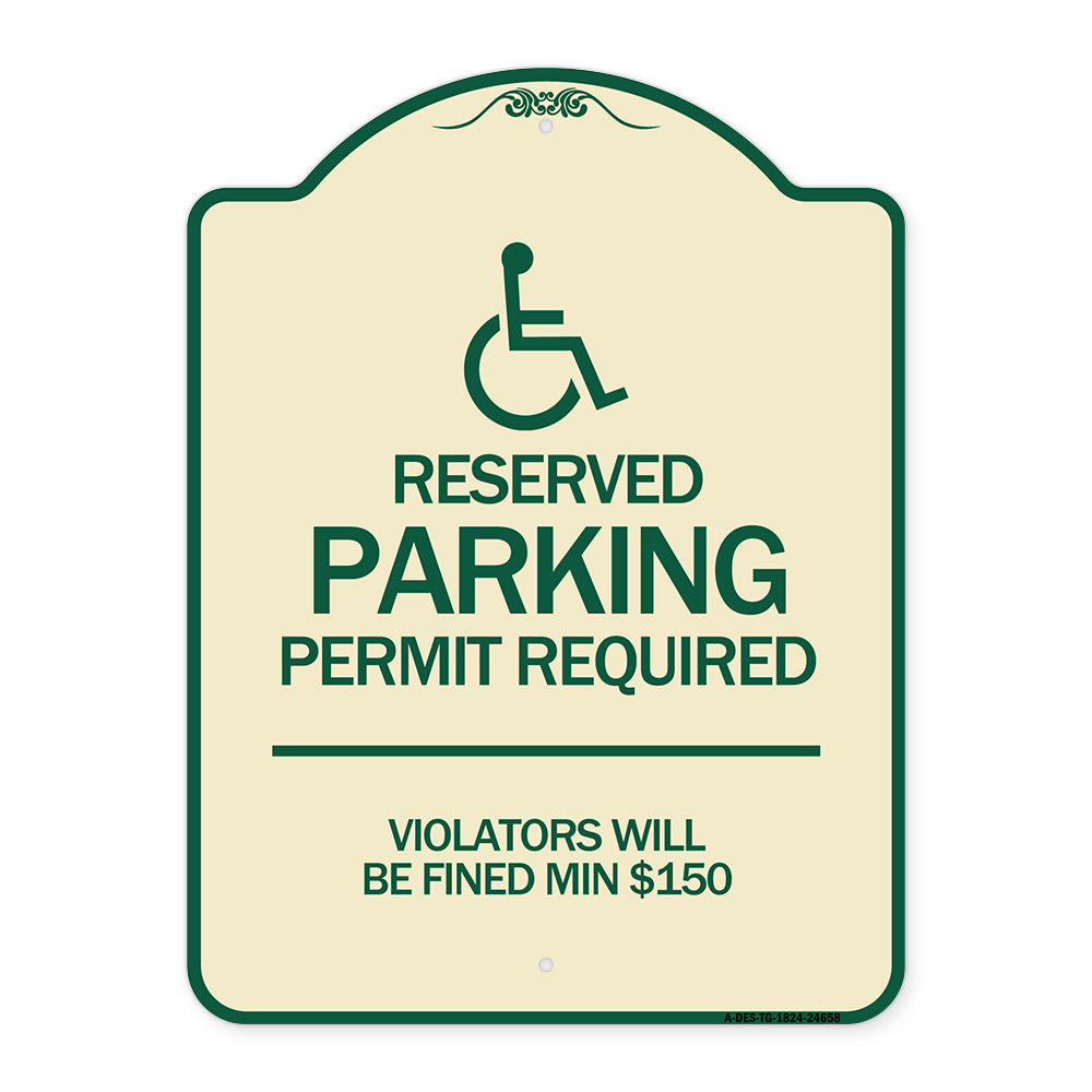 (Modern Isa Symbol) Connecticut Reserved Parking Permit Required Violators Will Be Fined Min $150