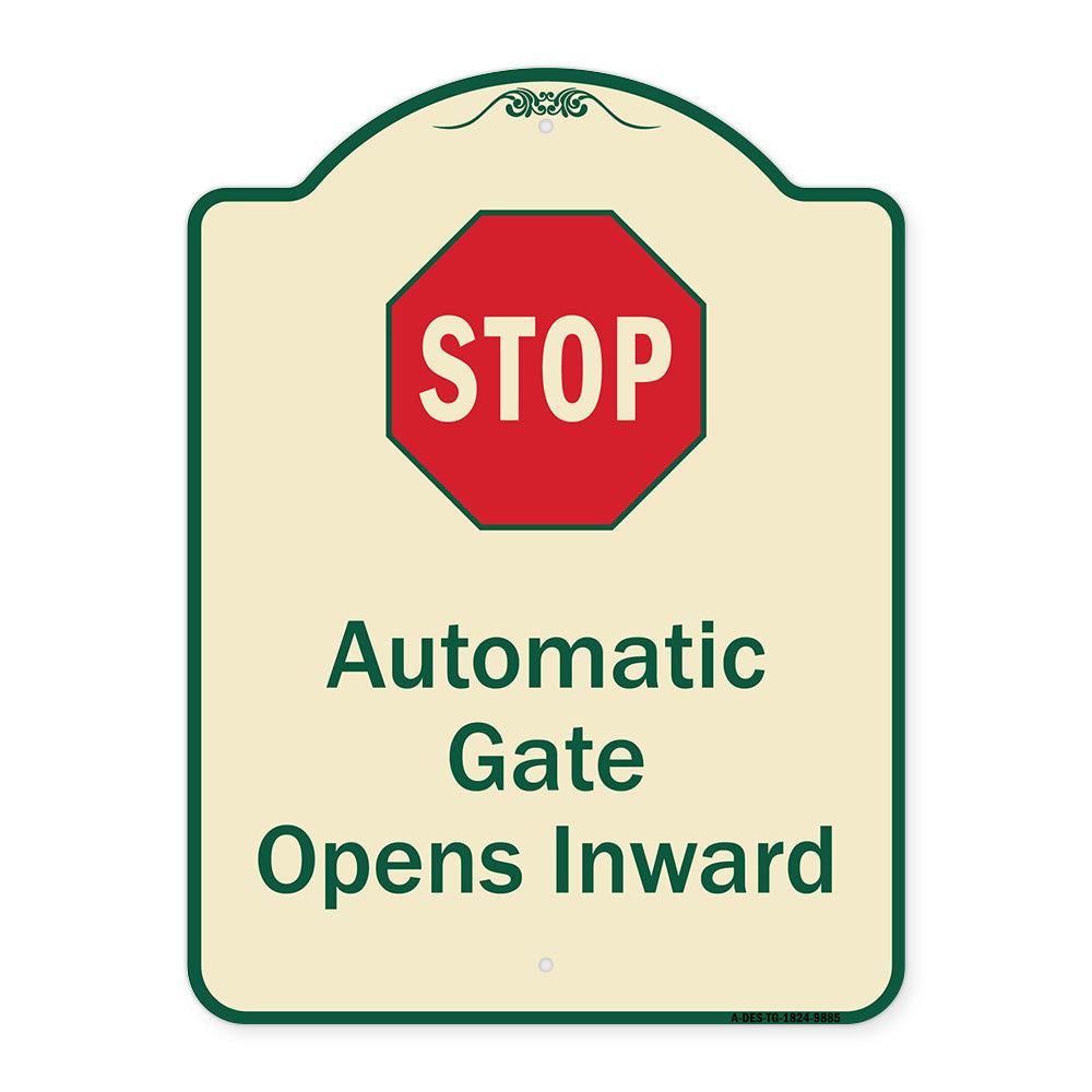 Stop, Automatic Gate, Opens Inward With Symbol