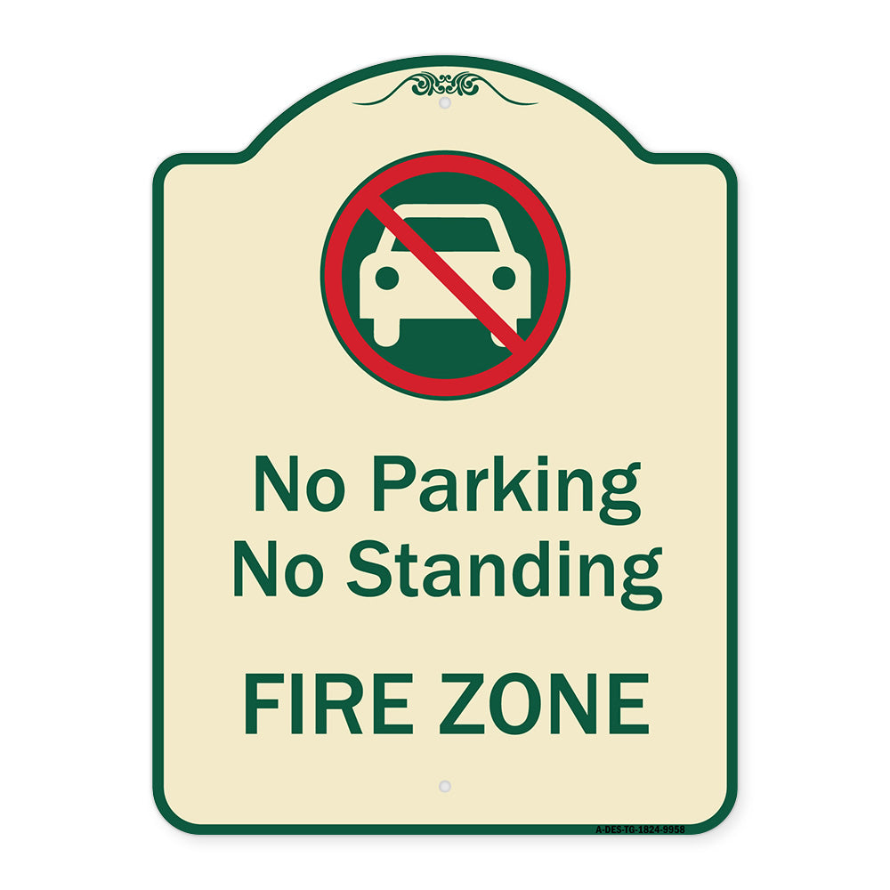 No Parking Or Standing, Fire Zone With Graphic