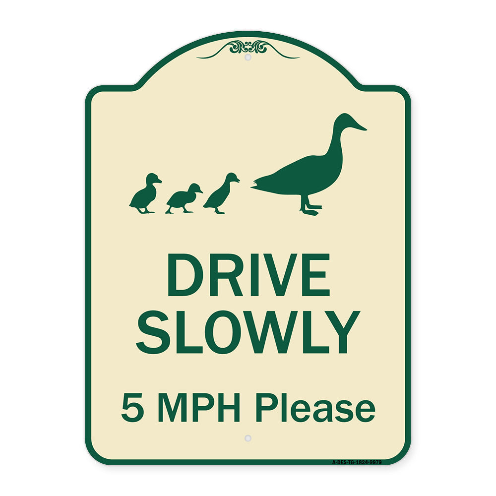 Drive Slowly 5 Mph Please With Duck And Ducklings Walking Graphic