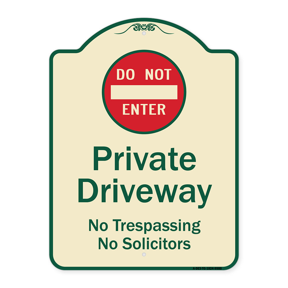 Do Not Enter Private Driveway No Trespassing Or Solicitors With Symbol