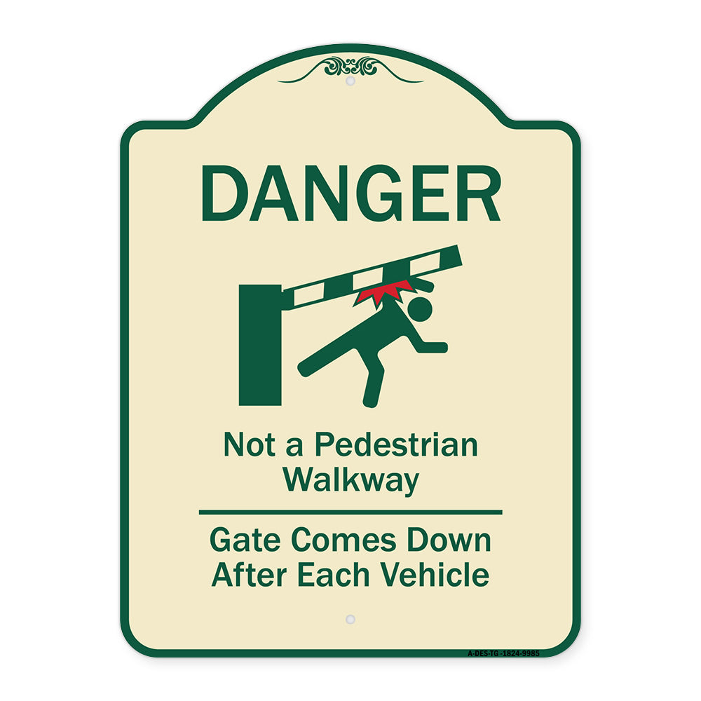 Danger Not A Pedestrian Walkway Gate Comes Down After Each Vehicle
