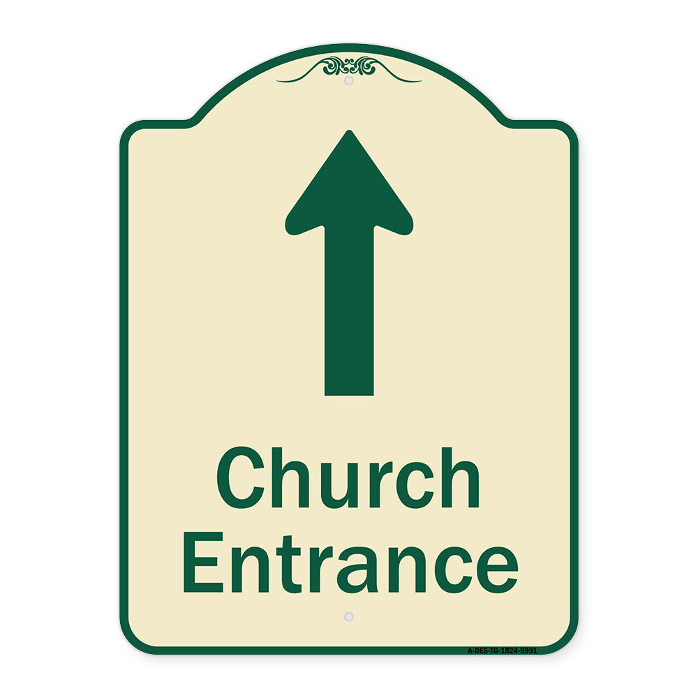 Church Entrance Ahead With Up Arrow