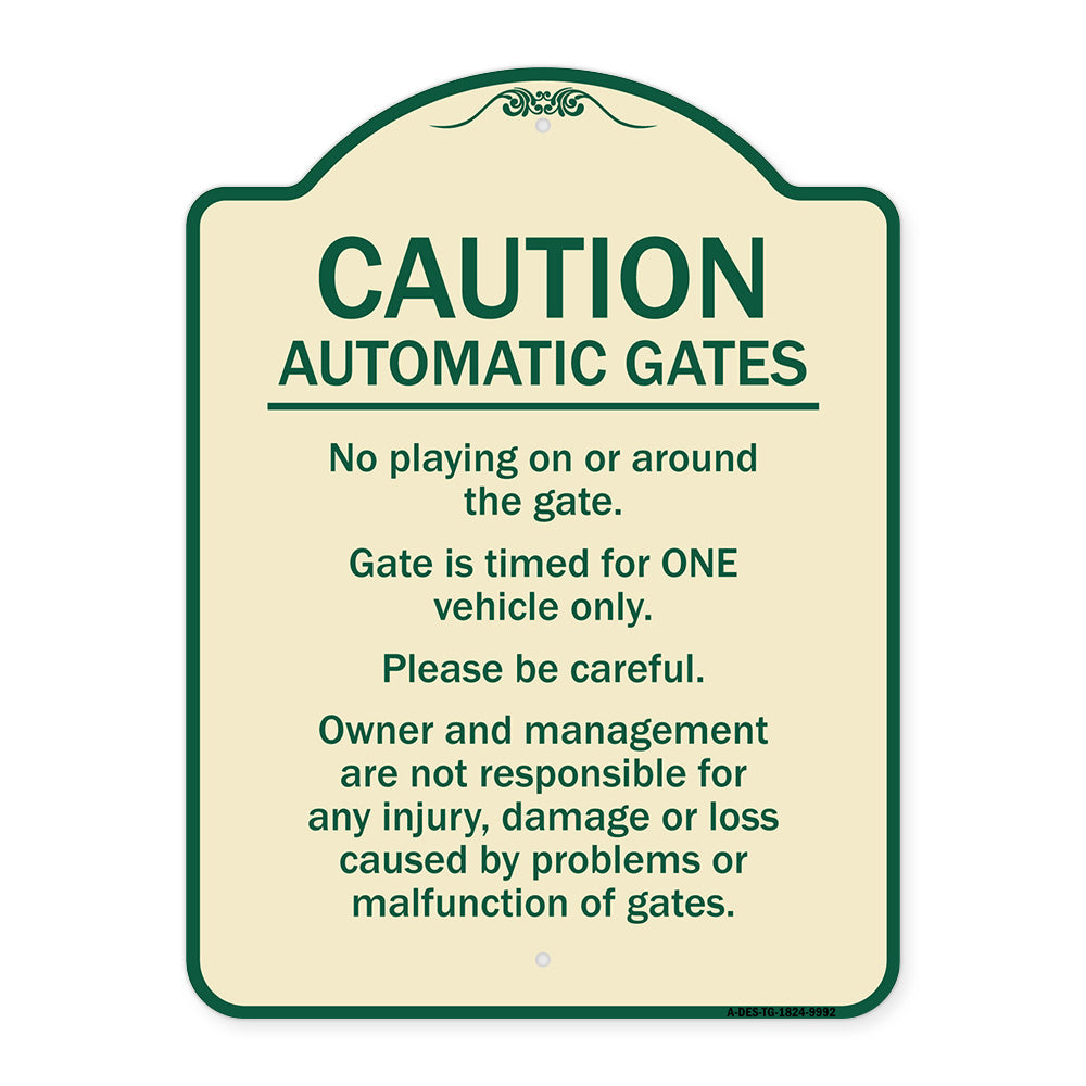 Caution Automatic Gates No Playing Gate Is Timed For One Vehicle Management Not Responsible