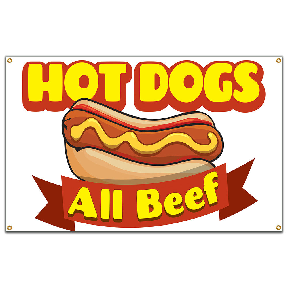 Hot Dogs All Beef Banner