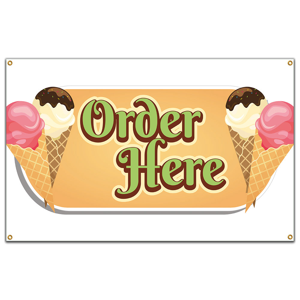 Ice Cream Order Here Banner
