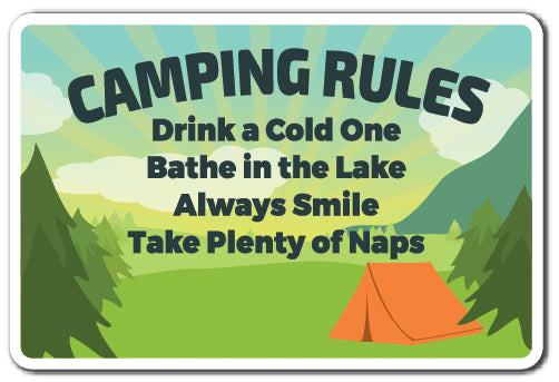 Camping Rules Vinyl Decal Sticker