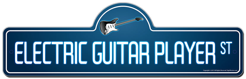 Electric Guitar Player Street Sign
