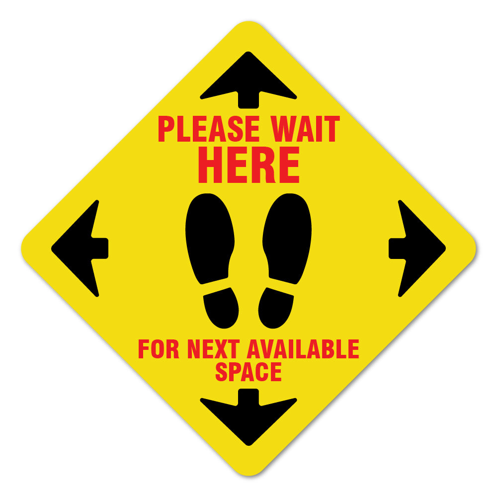 Please Wait Here Yellow 7" Floor Marker