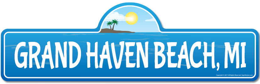 Grand Haven, MI Michigan Beach Street Sign