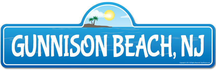 Gunnison, NJ New Jersey Beach Street Sign