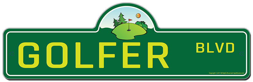 Golfer Street Sign