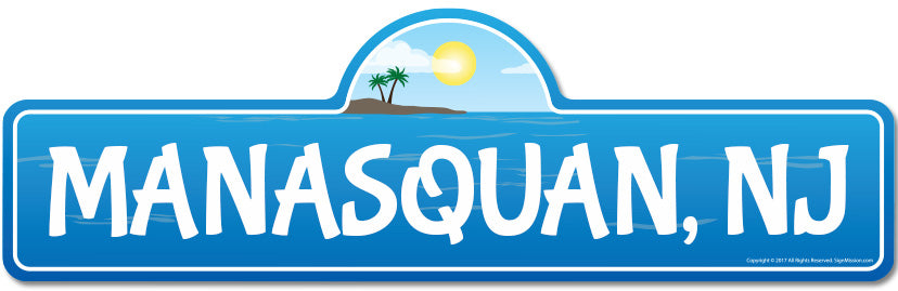 Manasquan, NJ New Jersey Beach Street Sign