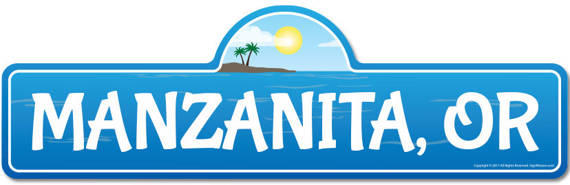 Manzanita, OR Oregon Beach Street Sign