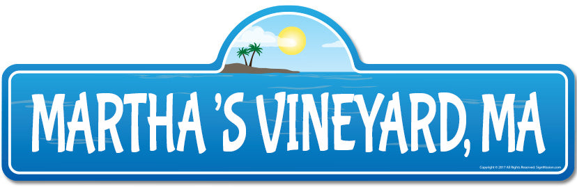 Martha's Vineyard, MA Massachusetts Beach Street Sign