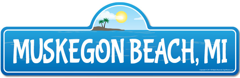 Muskegon, MI Michigan Beach Street Sign