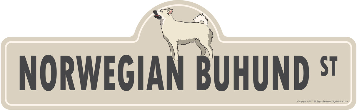 Norwegian Buhund Street Sign