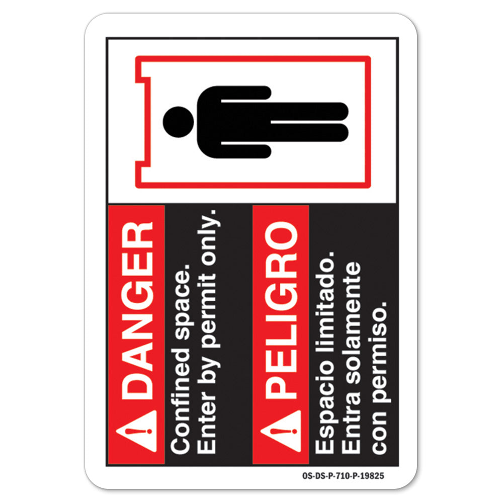 Danger Confined Space Enter By Permit (Bilingual Spanish)