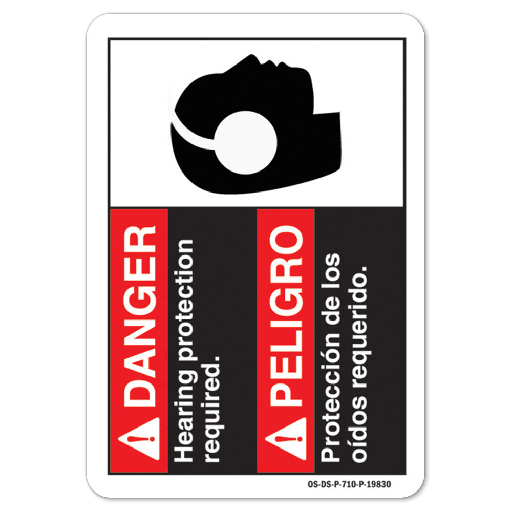 Danger Hearing Protection Required (Bilingual Spanish)