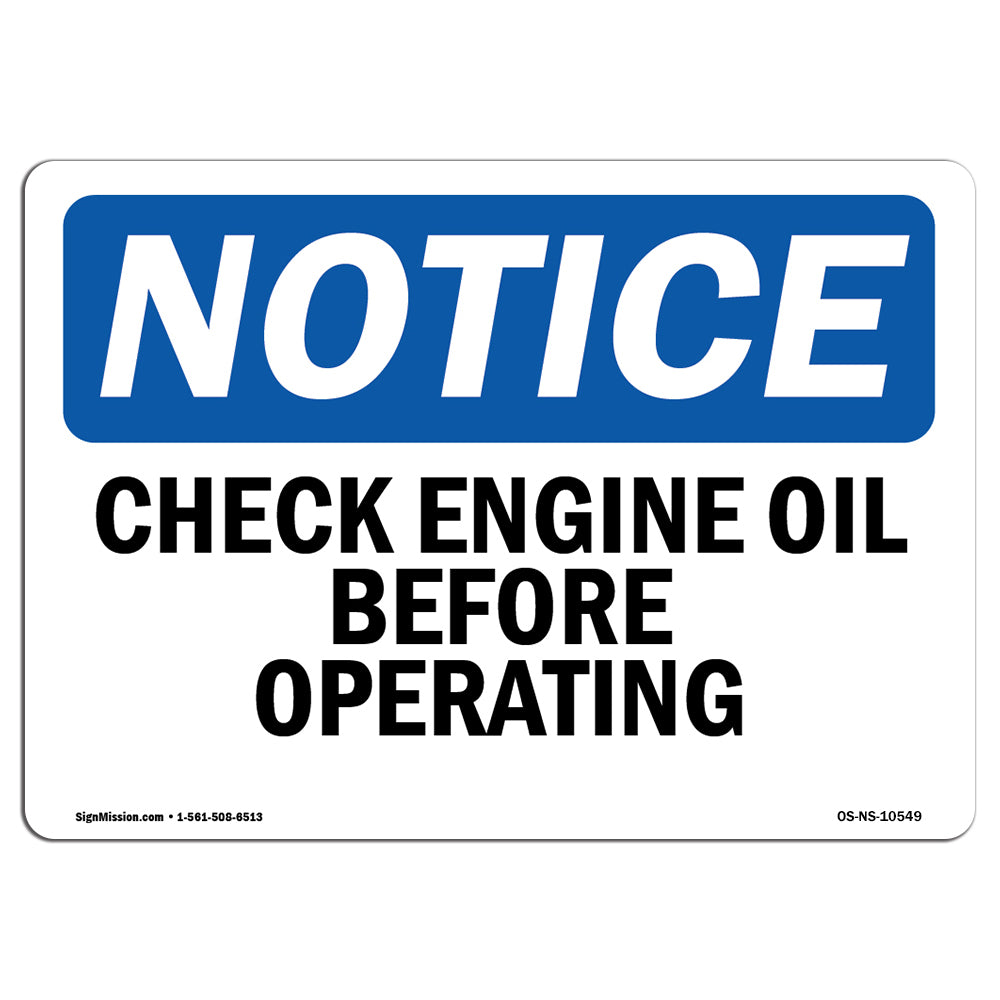Check Engine Oil Before Operating