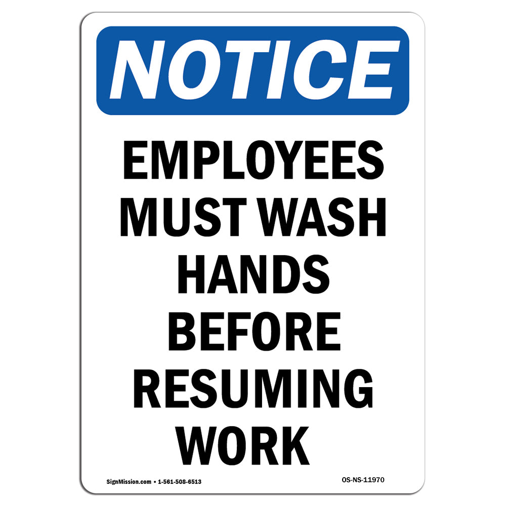 Employees Must Wash Hands Before Sign