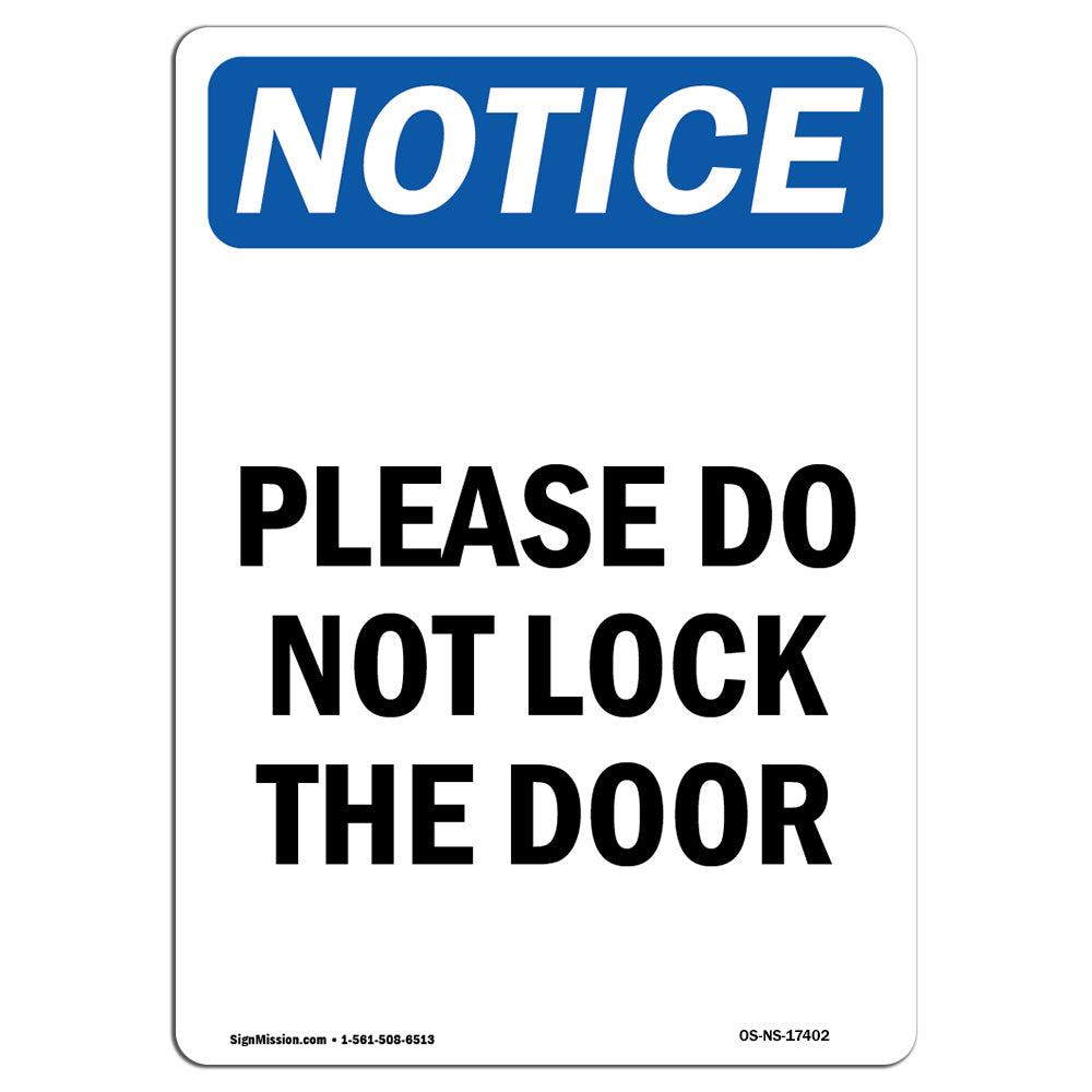 Please Do Not Lock The Door – SignMission