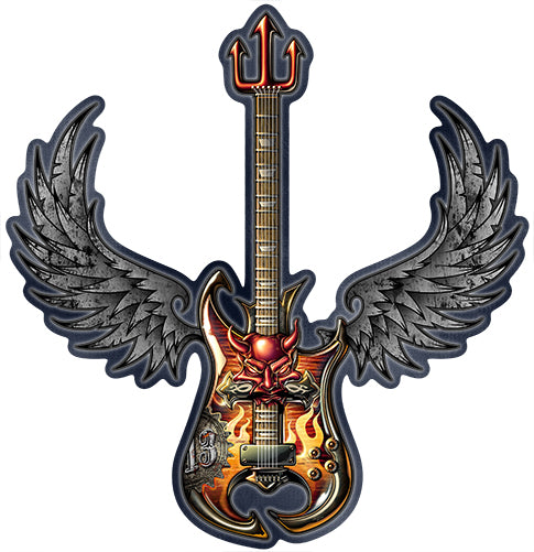 Rock And Roll Guitar Vinyl Decal Sticker