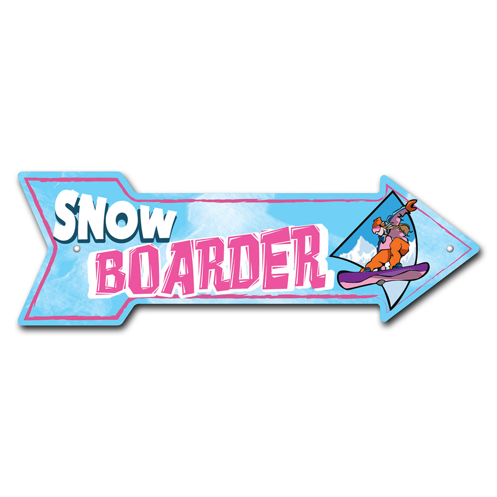 Snowboarder Girl Arrow Sign