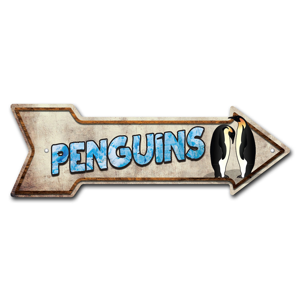 Penguins Arrow Sign