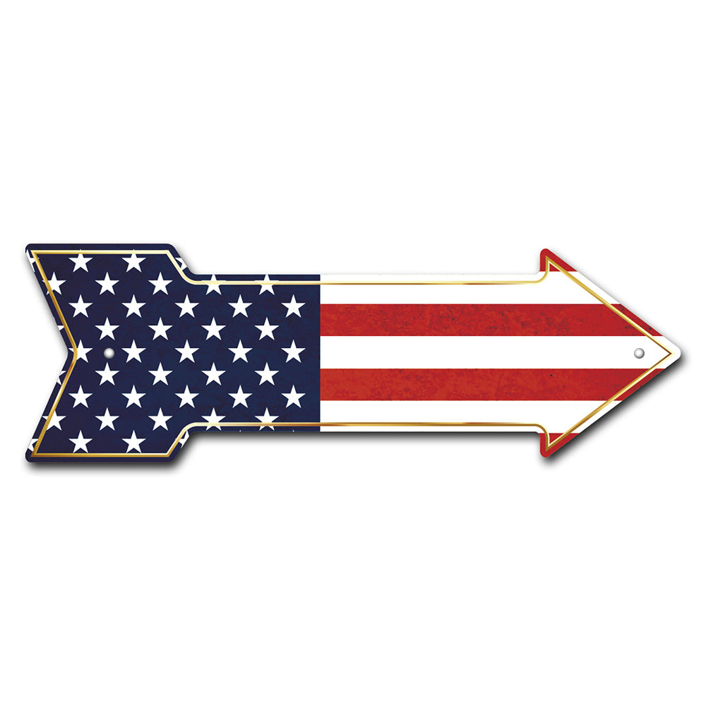 American Flag Arrow Sign