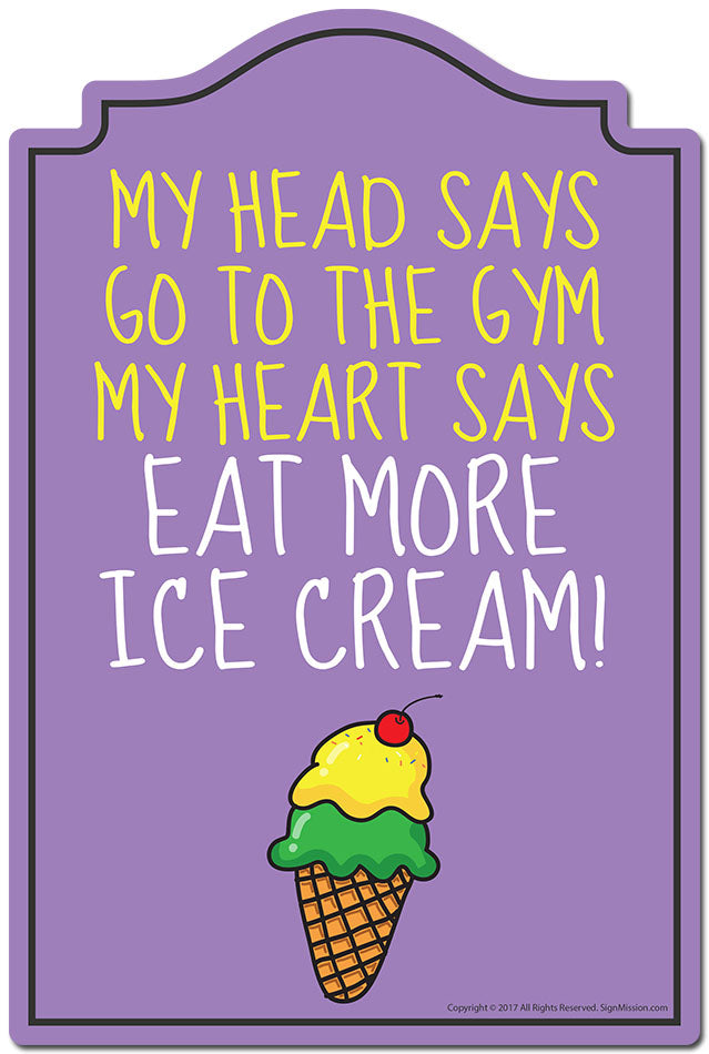 My Heart Says Eat More Ice Cream 3 pack of Vinyl Decal Stickers 3.3" X 5" Vinyl Decal Sticker