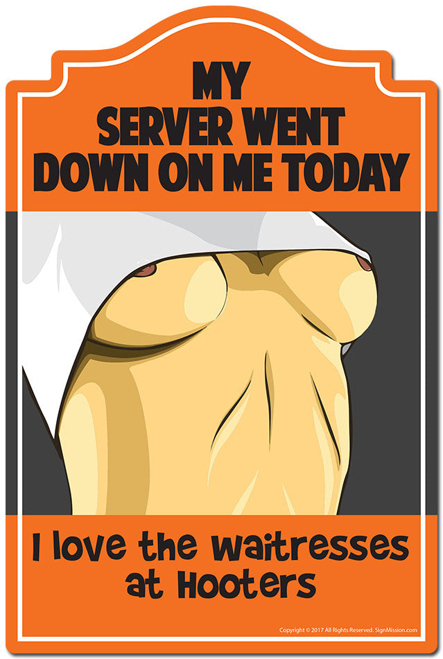 My Server Went Down On Me Love Waitresses 3 pack of Vinyl stickers 3.3" X 5" Vinyl Decal Sticker