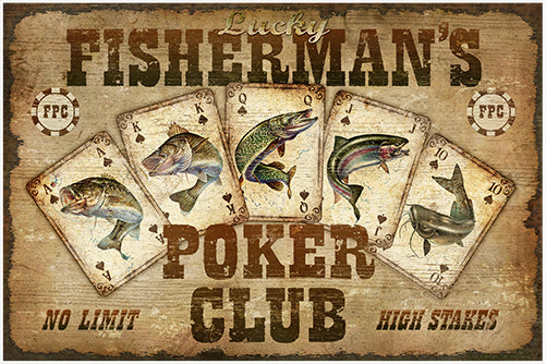 Fishermans Poker Club Novelty Sign