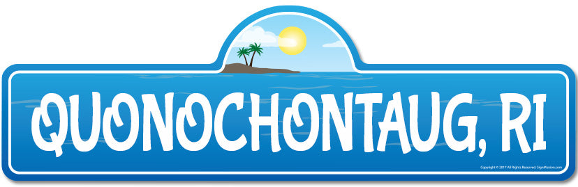Quonochontaug, RI Rhode Island Beach Street Sign