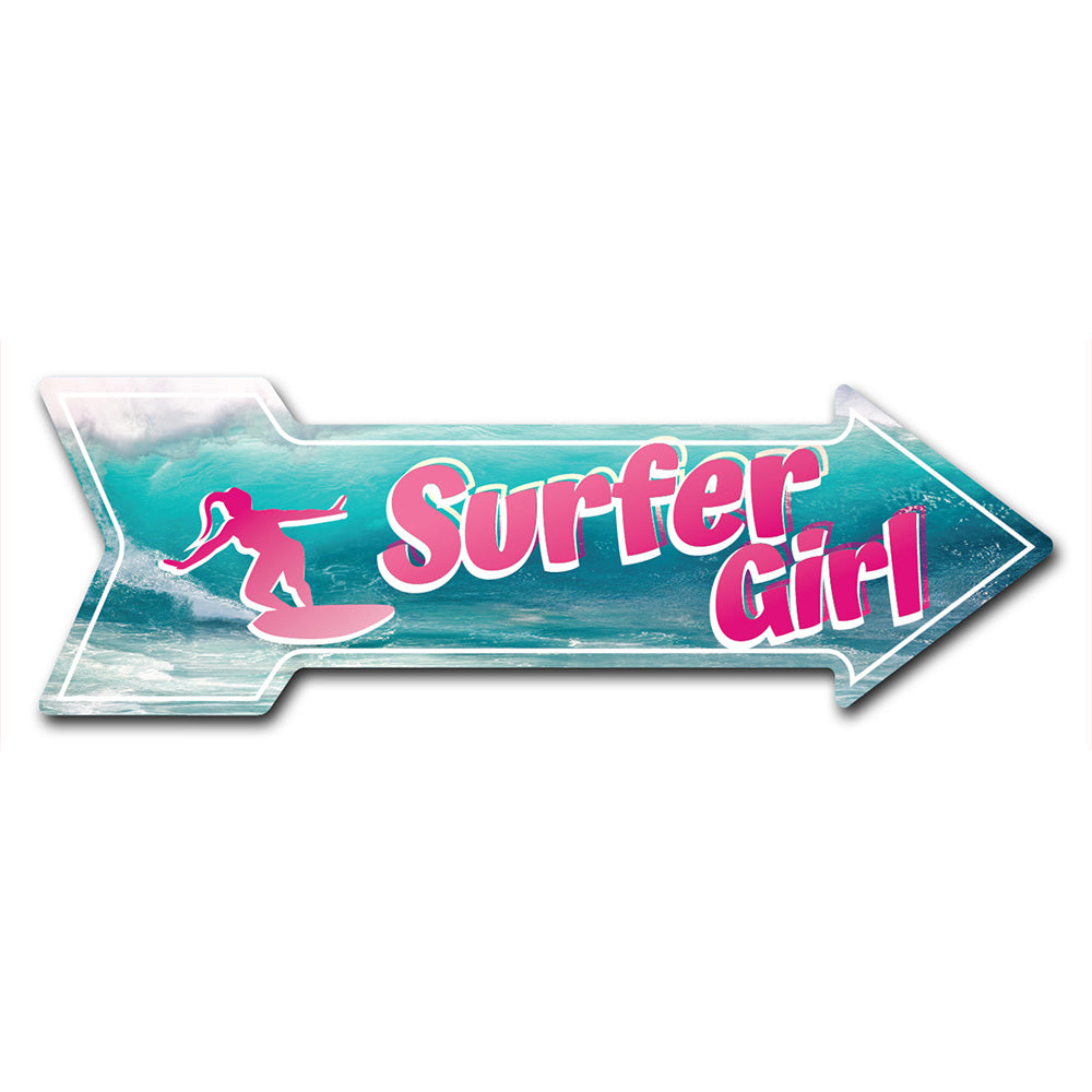 Surfer Girl Arrow Sign