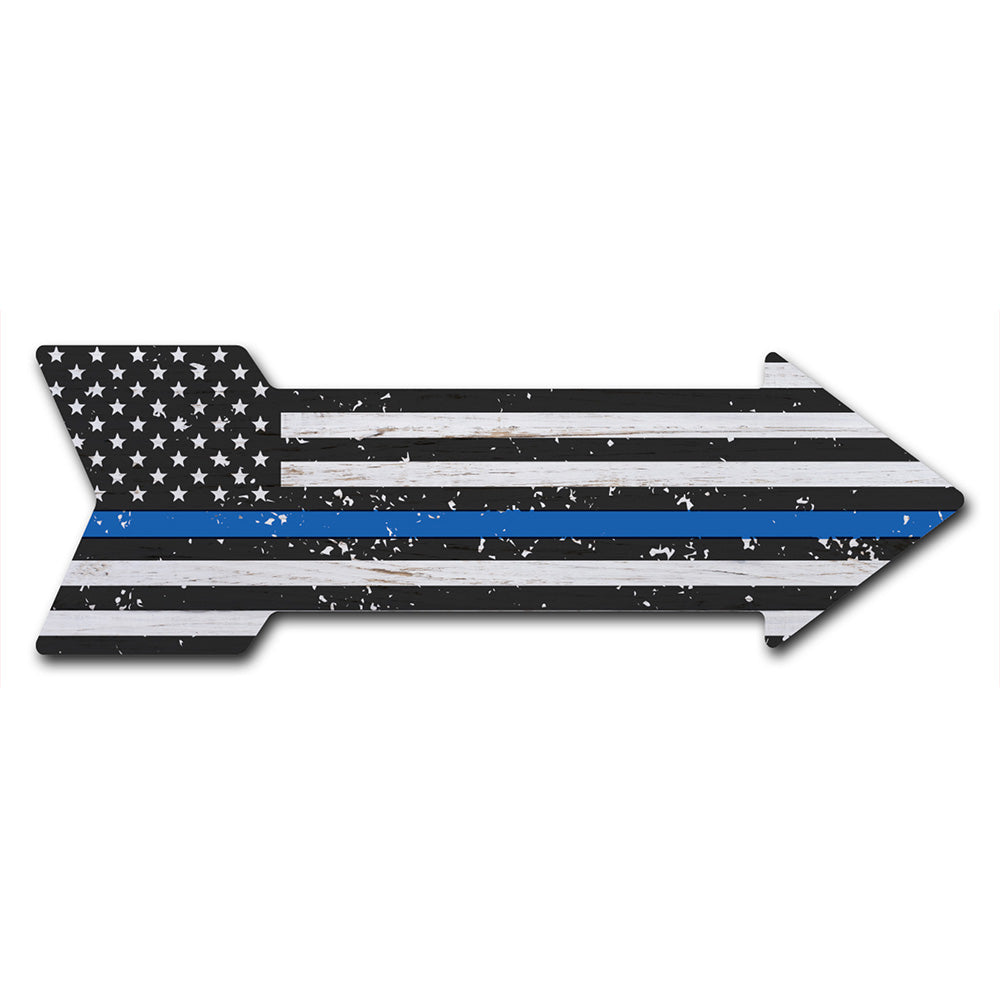 American Flag Thin Blue Line Arrow Sign