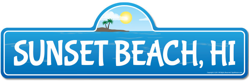 Sunset, HI Hawaii Beach Street Sign