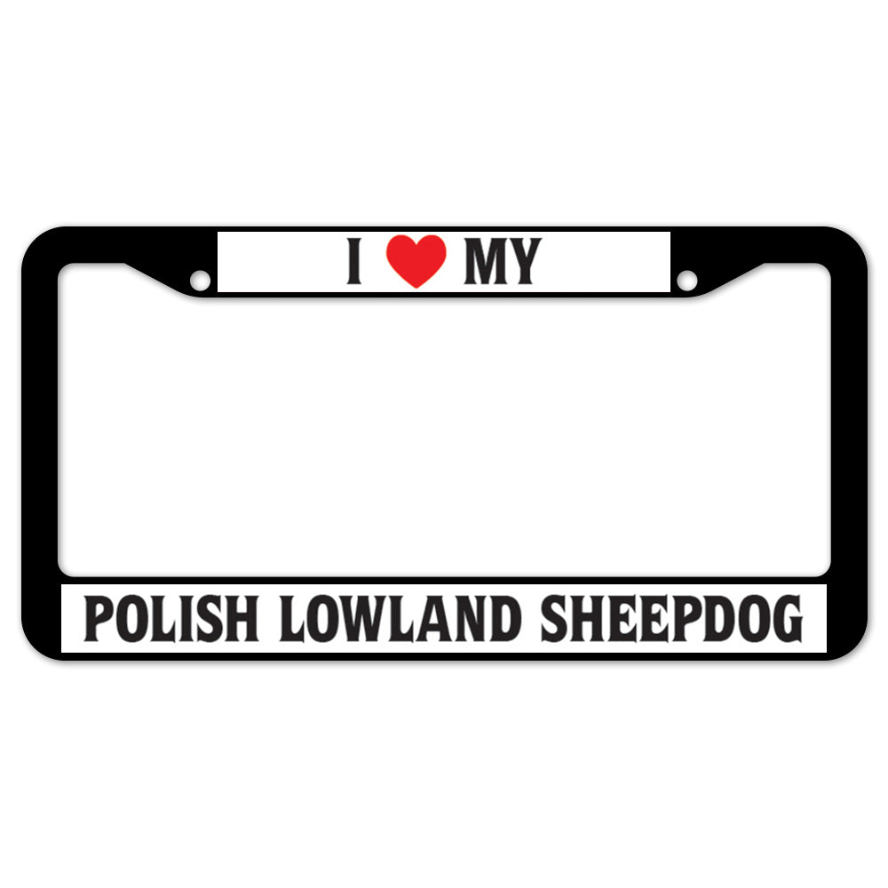 I Heart My Polish Lowland Sheepdog License Plate Frame